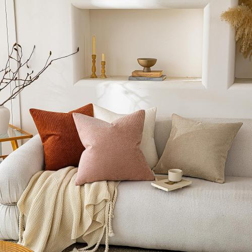 a moment Pack of 2 Decorative Chenille Throw Pillow Covers with Twill Cushion Covers for Sofa Living Room Couch Bed 20x20 Inch Blush Pink