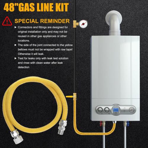 48 Gas Dryer Hose Kit,Stainless Steel Stove Gas Line with Connector 1/2 MIP 1/2FIP 3/4MIP Fitting,5/8 OD(1/2 ID) Gas Connector Kit for Stove,Gas Stove, Dryer,Water Heater-by MIFLUS