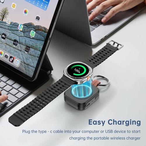 for Samsung Galaxy Watch Charger,1200mAh Portable Charger for Samsung Galaxy Watch 8/8 Classic/7/Ultra/6/6 Classic/5/5 Pro/4/3,Active 2/1 (Black)