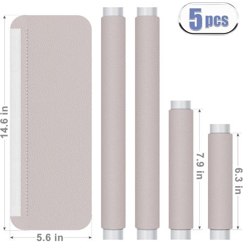 Refrigerator Handle Covers, 5PCS, Leather Kitchen Appliance Handle Covers, Keep Your Fridge Microwave Oven Stove Dishwasher Clean, Save Your Time, Trimmable and One Size Fits All (Light Grey)