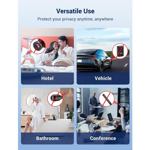 Hidden Camera Detectors, 2025 Camera Detector, GPS Tracker & Bug Detector, Listening Device Detector, 5 Levels Sensitivity 4 Modes for Hotel Rooms, Travel, Office, Car(Black)