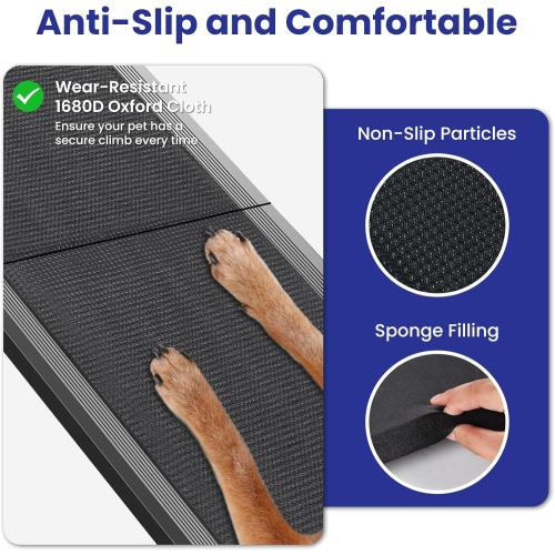 Dog Ramp for Car, 71''x 17'' Extra Long Folding Dog Ramps, Pet Ramp for Large Dogs with Non-Slip Rug Surface, Portable Dog Steps Up to 250LBS, Outdoor Dog Ramp for Car, SUV, Truck