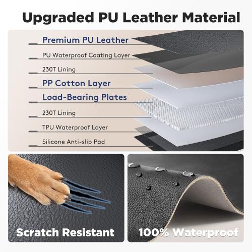 FURTIME XL Back Seat Extender for Dogs, Hard Bottom Dog Car Seat Cover for Truck Back Seat, Upgraded PU Leather Waterproof Anti-Scratch, Large Space Back Seat Cover for Full Size Truck SUV