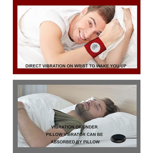 Coolfire Vibrating Alarm Clock - Silent Alarm Wristband Vibrating Alarm Watch. Silent Wrist Shock Alarm Clock. Vibration Alarm Bracelet Deep Sleeper & Vibrate Alarm (Black) (Blue) (Black)