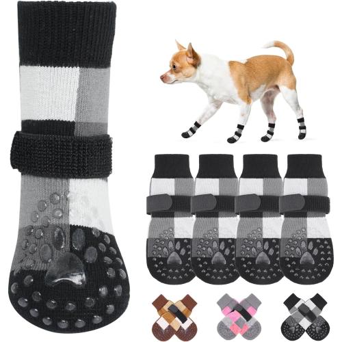 BEAUTYZOO Non Slip Dog Socks to Prevent Licking Paws, Dog Shoes Booties for Hardwood Floors Anti Slip-Thick Grip Works Even When Twisted-Paw Protector for Cold Pavement Small Medium Large Senior Dogs