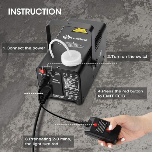 Fog Machine - Smoke Machine with 12 Colorful LED Lights Effect, 2000CFM Smoke Machine Fog Halloween with Wired and Wireless Remote Control, Ideal for Outdoor, Wedding, Parties, and DJ Stage