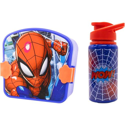 Fast Forward Marvel Spiderman Bento Box Lunch Box with Water Bottle for Kids | Spiderman Bento Lunch Container with Compartments & Reusable Water Bottle | Kids School Lunch Kit, Food Box