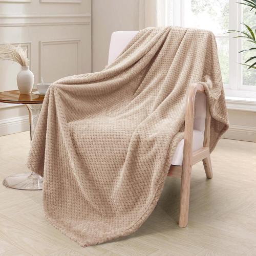Exclusivo Mezcla Fleece Throw Blanket Extra Large, Super Soft and Warm Blankets for Couch, Sofa and Bed Waffle Textured, Cozy, Fuzzy and Lightweight (Camel, 50x70 Inches)