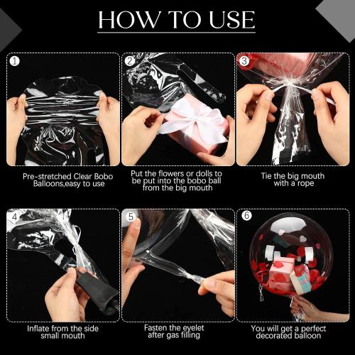 40 Pack Large Clear Balloons for Stuffing Pre Stretched Extra Wide Mouth Bobo Balloons Wedding Fillable Helium Transparent Balloon for Birthday Party(24 Inch Inflated)