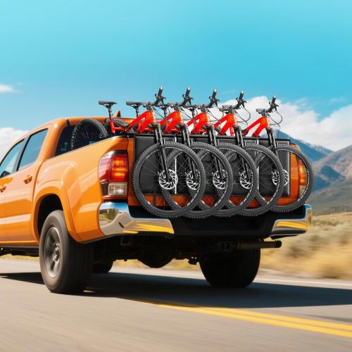 Upgraded Tailgate Bike Pad, Waterproof Truck Tailgate Pad Cover for 5 Mountain Bikes with Reflective Strips Tool Pocket Rear Camera Opening