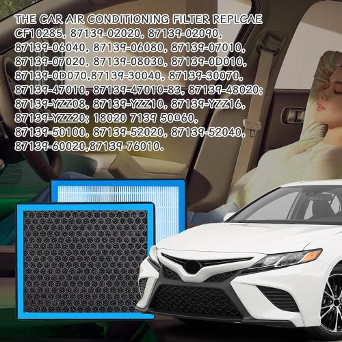 Cabin Air Filter, CF10285 Activated Carbon Air Filter to Adsorb PM2.5 Replacement, HEPA Air Conditioner Cabin Filter for Toyota 4Runner Highlander RAV4 Camry Corolla Sequoia Sienna Avalon