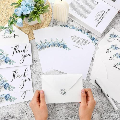 Fumete 50 Set Funeral Thank You Cards, Flower