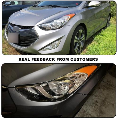 Chrome Headlights Headlamps Assembly w/Bulbs Compatible with 2011-2013 Hyundai Elantra US Built 92101-3Y000, 92102-3Y000 Direct Replacement
