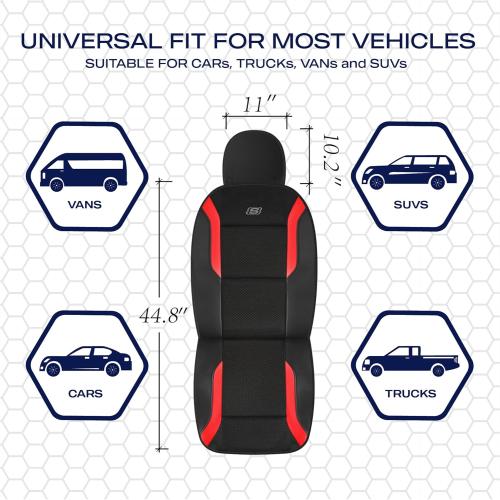 Skechers Memory Foam Car Seat Covers, Air Cool Mesh Thick Seat Covers, Car Seat Covers Front Seats Airbag Compatible, Automotive Comfort & Protection for Most Cars,Vans,Trucks, SUVs,Red