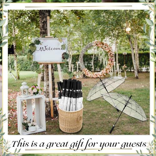 12 Pcs Wedding Umbrellas Bulk, 41 Inch Wedding Stick Umbrellas with Wooden Handle