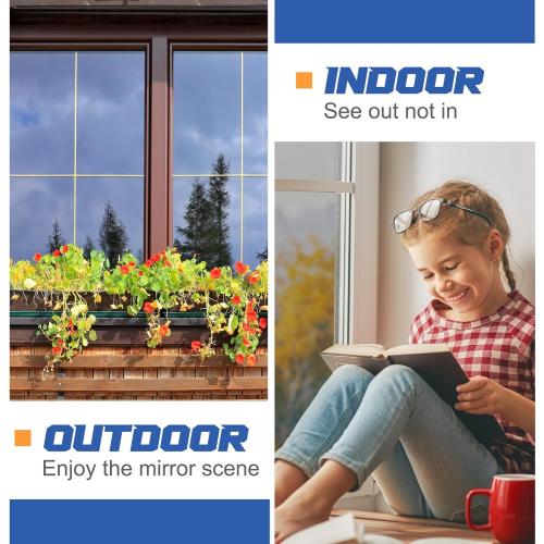 Pushglossy 36 Inch X 26 Ft One Way Window Tint Privacy Reflective Daytime Mirror Film Sun Blocking Thermal Insulated Film Heat Control Static Cling Anti UV for Home Office (Silver)