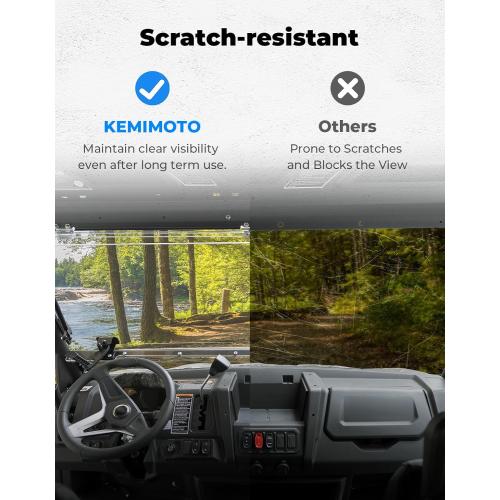 KEMIMOTO 3-IN-1 Flip Windshield Compatible with CFMOTO Uforce 1000/1000 XL | Upgraded Handles Front Windshield with Pre-Installed Rubber Strips Anti-edge-lifting Window 2019-2026 Accessories