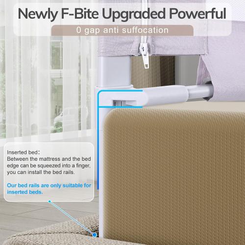 omzer 3-Piece Bed Rails for Queen Bed - Height Adjustable Bed Rail for Toddlers with Double Child Lock, Bed Rail for Baby Kids with Pattern, Infants Toddler Bed Gate for Queen Size Bed, 78.7x78.7x59”