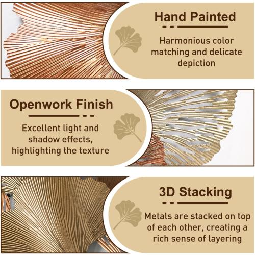 edaknez Gold Metal Wall Decor, Large Metal Wall Art for Living Room, 3D Modern Wall Decoration, for Indoor Outdoor Bedroom Coastal Nautical (D 135x62x6cm)