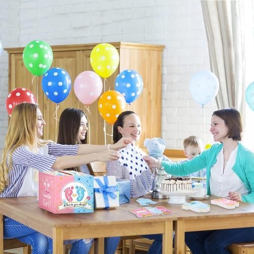 Saintrygo Baby Gender Reveal Voting Box with 50 Pieces Boy or Girl Ballot Cards Baby Shower Decorations Party Invitations and Voting Games Gender Reveal Party Supplies(Pink, Blue)