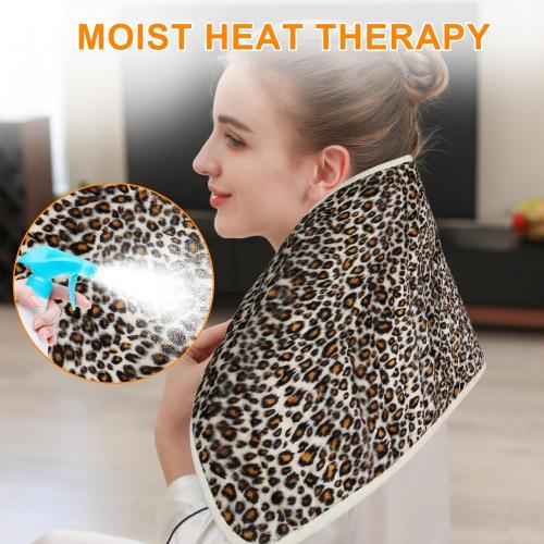 Heating Pad-Electric Heating Pads for Back,Neck,Abdomen,Moist Heated Pad for Shoulder,Knee,Hot Pad for Arms and Legs,Dry&Moist Heat & Auto Shut Off(Leopard Print, 12''×24'')