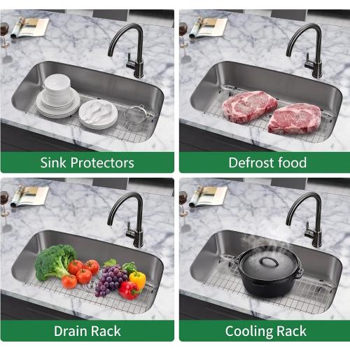 Kitchen Sink Grid and Sink Protectors, 26 Stainless Steel Sink Grids | Stainless Steel Sink Grids for Bottom of Kitchen Sinks, 26 x 14 1/16 with Rear Drain for Single Bowl Sinks