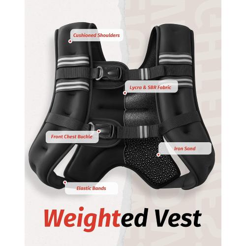 ZELUS Weighted Vest, 6lb/8lb/12lb/16lb/20lb/25lb/30lb Weight Vest with Reflective Stripe for Workout, Strength Training, Running, Fitness, Muscle Building, Weight Loss, Weightlifting