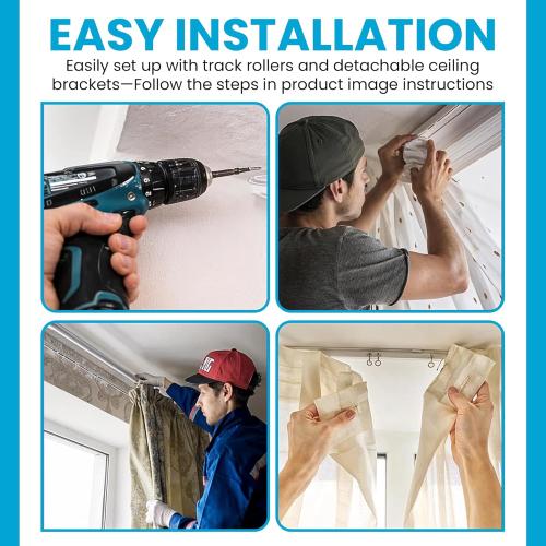 Plastic Curved Curtain Track – 5M Flexible Bendable White Ceiling Mount Rail for Room Divider, Shower, Bathroom, Drop Ceiling Installation