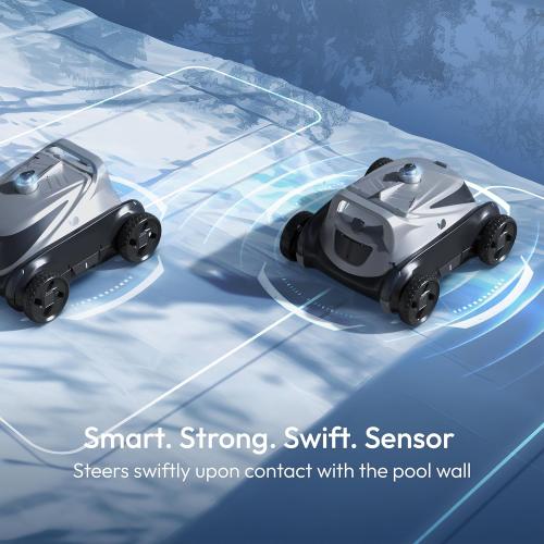 Bubot 500P Cordless Robotic Pool Cleaner, Pool Vacuum with Ultra-Strong Bluehole Suction, Dual Motors, DirtLock 2.0, Self-Parking, 140-Min Runtime for Above-Ground Flat Pools up to 1,076 Sq.Ft