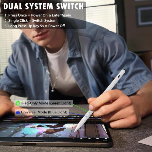 Stylus Pen for iPad, iPhone, Android, 2 in 1 Fast Charge Universal Active Stylus Pen for Touchscreen, Fine Tip, High Sensitivity, Magnetic Stylist Pencil for Samsung, Other Android Phones, Tablets