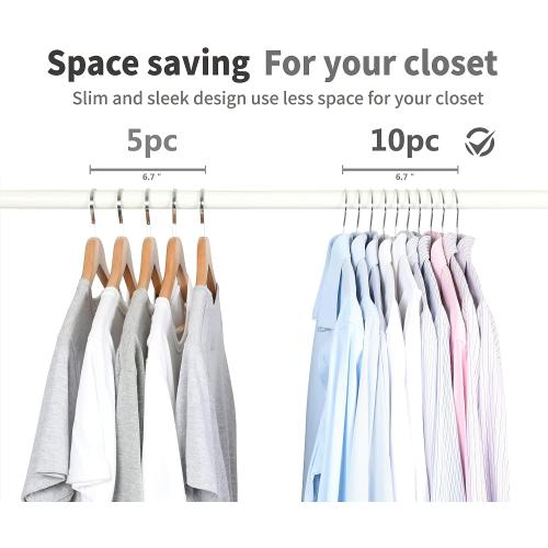 TOPIA HANGER Metal Hangers 20 Pack, Non Slip Clothes Hangers Space Saving, Heavy Duty Rubber Coated Wire Hanger for Coat, Shirt, Dress, Pants-Grey, CT12G