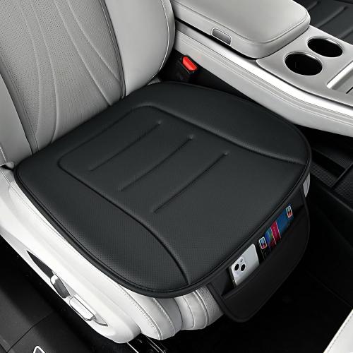 KAYI Car Seat Cushion, Comfort Memory Foam Car Cushions for Driving, Breathable Leather Surface with Anti Slip Rubber Bottom, Seat Cushion for Car and Office Chair (2 Pack, Black)