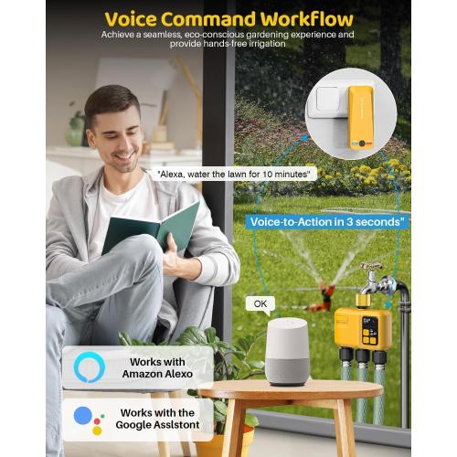 WiFi Water Timer 3 Outlet Garden, Brass Inlet