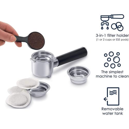 De'Longhi 15 Bar Pump Espresso Machine with Advanced Cappuccino System, Compact Stainless Steel Espresso Maker with Premium Milk Frother for Lattes, Single & Double Espresso, Tamper Included