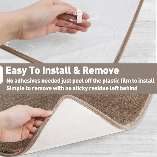 PURE ERA Carpet Stair Treads Tape Free Non Slip Indoor Stair Carpet Stair Protectors Pet-Friendly Non-Slip Skid Resistant Washable Reusable 8 x 30(14 Pieces,Camel Brown)