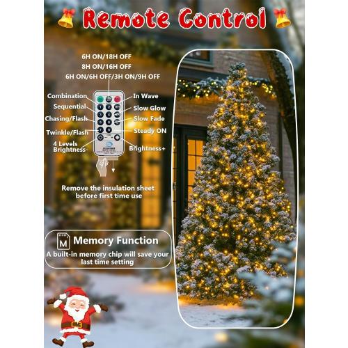 50FT 1000 LED Christmas Cluster Lights, Firecracker String Lights with Remote & 8 Modes & Timer, Waterproof Fairy Twinkle Light Plug in for Indoor Outdoor Party Garden Xmas Tree Decoration, Warm White