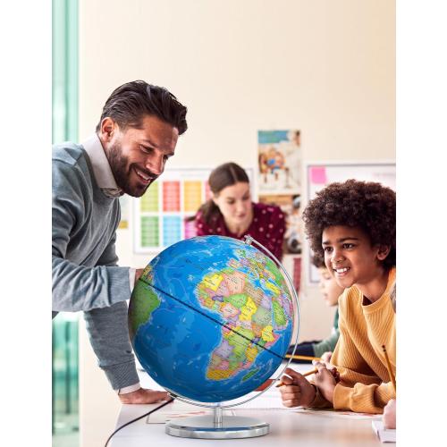 SOUNDANCE 13 Inch World Globe with Stable Heavy Metal Base, Educational Globe for Kids Learning, Large Globes Lamp with Colorful HD World Map Details, Constellation