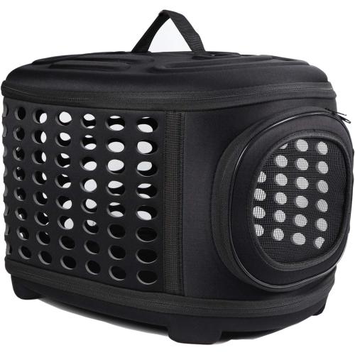 Collapsible Cat Carrier Hard, Travel Pet Carriers Bag for Small Dogs for Car Travel with Ventilation Guinea Pig 2 Small Cats Carrier Cage Dog Crate (Black)