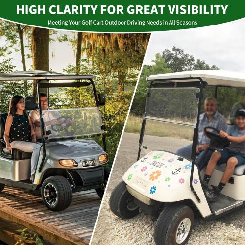 Golf Cart Foldable Windshield 3/16 (5MM) Thicken for 1995-2013 EZGO TXT & Medalist, 40.75 W×33.85 H, Fits 3/4 Rail Front Folding Windscreen Glass Scratch-Resistant, Shatterproof, Anti-UV