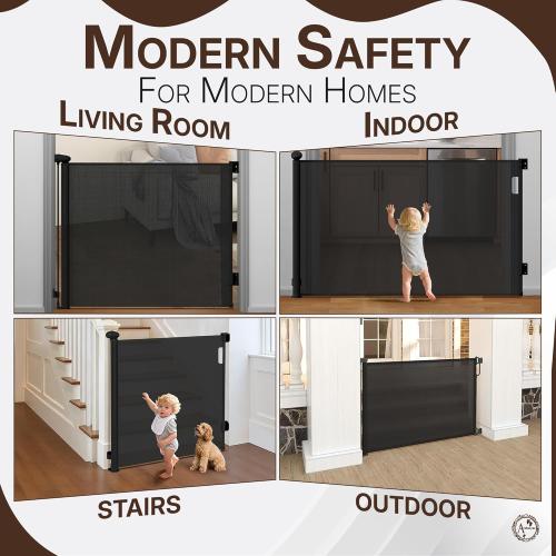 Arshnayas Retractable Baby Gate – 35 Tall, 55 Wide Mesh Safety Gate for Dogs & Babies, Indoor/Outdoor Use for Stairs, Doorways, Hallways, Deck & Porch – Easy One-Handed Wall Mount Design