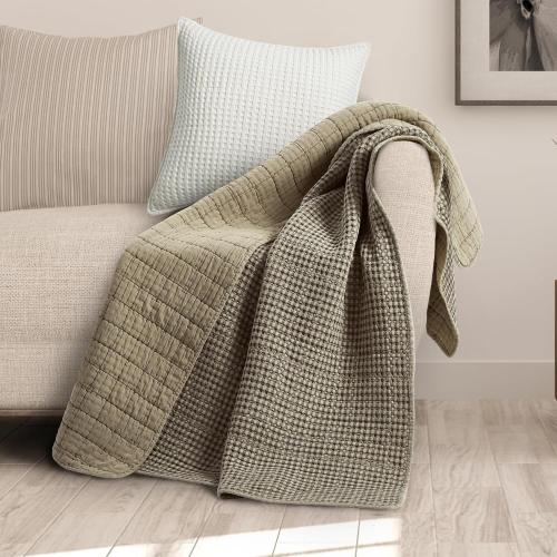 Levtex Home - Mills Waffle - Throw - Taupe Cotton Waffle - Throw Size 50 x 60in.