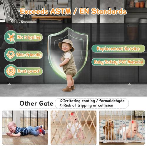 200'' Retractable Baby Gates Extra Wide,34 Tall Retractable Dog Gate for Doorways,Extra Long Retractable Baby Gate for Stairs,Kitchen,Indoor/Outdoor Retractable Gate with Fiberglass Reinforcement Rod