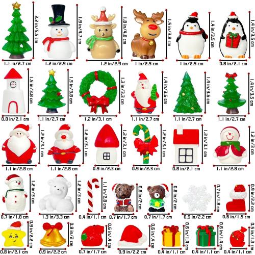 Bvrbaory 42 Pcs Miniature Winter Garden Christmas Ornaments,Resin DIY Mini Christmas Accessories,Miniature Christmas Theme Figurines for Christmas Party Decoration,DIY Mini Christmas Garden Scene