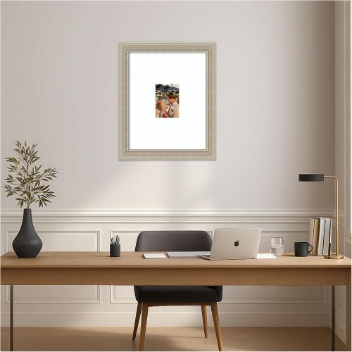 Amanti Art Picture Frame Matted to  Photo Frame, Mezzo Silver Wood Framing for your Wedding Photos, Family Pictures, Diploma, Certificate, Kids Art Gift for Mom or Poster Wall Decor