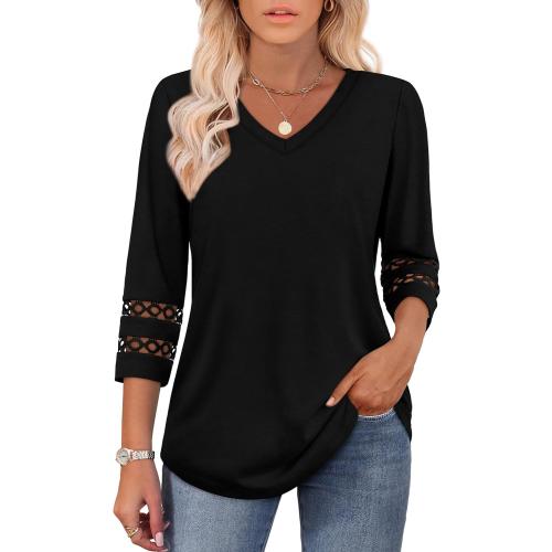 Size M XIEERDUO 3/4 Length Sleeve Womens Tops Dressy Casual Blouses for Women 2025 Trendy V Neck T Shirts Summer Clothes