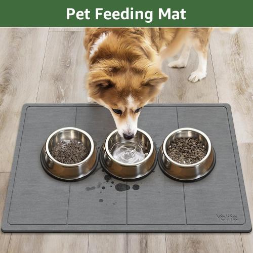 Yolife Extra Large Stone Drying Mat for Kitchen Counter, 23.7 x 15.4 Kitchen Stone Dish Drying Mat, Quick Drying Diatomaceous Earth Dish Drying Mat, Stone Dish Mat with Non Slip Pad (Grey)