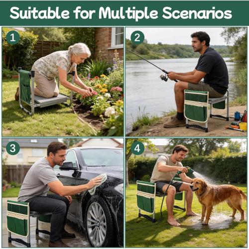 Garden Kneeler and Seat with 11.5 Wide Pad, Foldable Garden Stool with 2 Tool Bags, Heavy Duty Garden Kneeler for Gardening, Women, Horticulturist