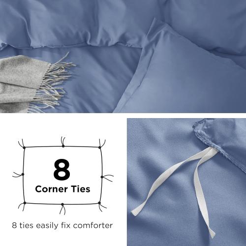 Bedsure Duvet Cover Twin/Twin XL Size - Soft Double Brushed Bedding Set for Kids & Adults, Zipper Closure, 2 Pieces, Includes 1 Duvet Cover (68x90) & 1 Pillow Sham, NO Comforter, Slate Blue