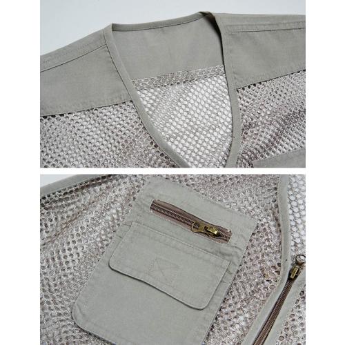Size L Locachy Men's Summer Outdoor Work Safari Hiking Travel Photo Fishing Vest with Pockets