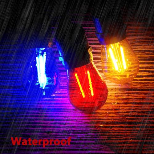 15 Pack S14 LED Red String Light Bulbs, Shatterproof 2 Watt Replacement Bulbs for Outdoor String Light, Waterproof Decorative E26 Base Red Filament Edison Christmas Light Bulbs, 120V